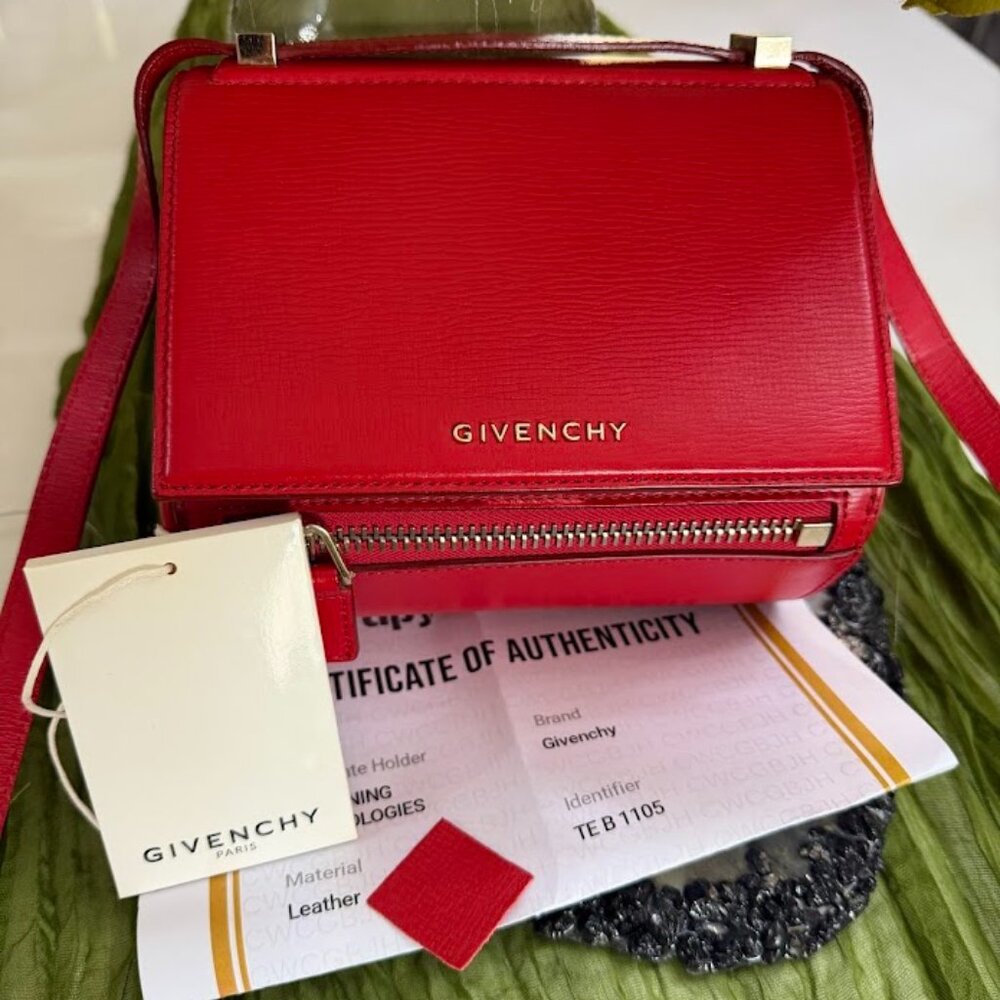 Givenchy Pandora Mini Crossbody Bag Red Leather Authentic - Picture 13 of 13
